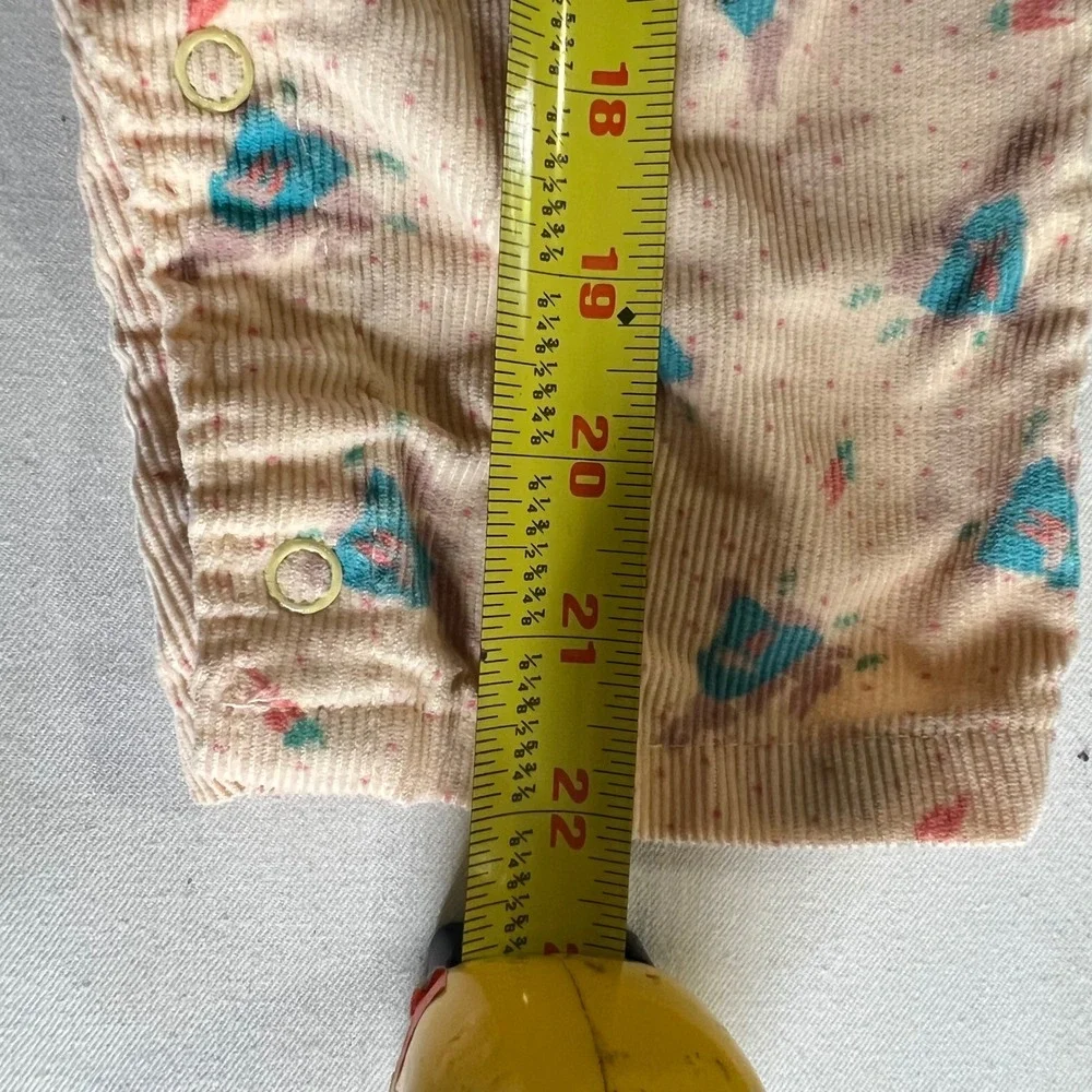 Oshkosh Yellow Rabbit With Carrot Print Corduroy Overalls 12 M Made in USA VTG